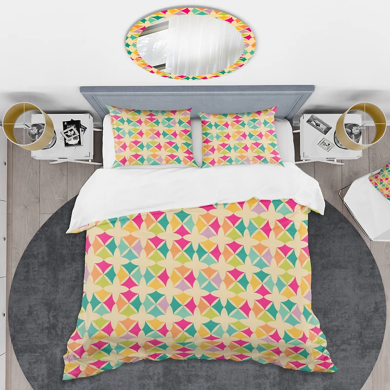 Designart 'Abstract Retro Geometric Pattern III' Mid-Century Duvet Cover Set