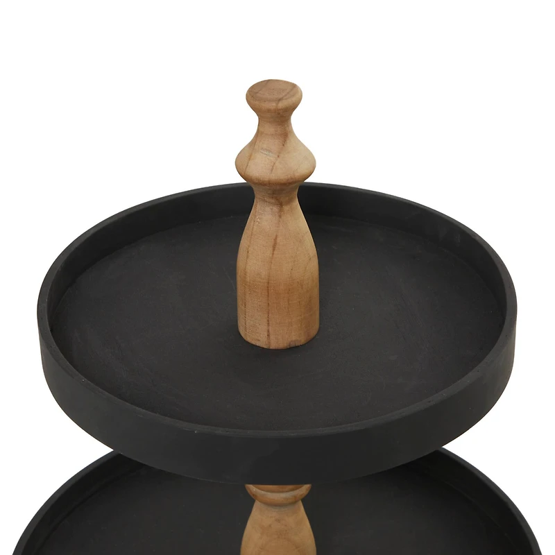 Black Traditional Tiered Server, 16" x 16" x 24"