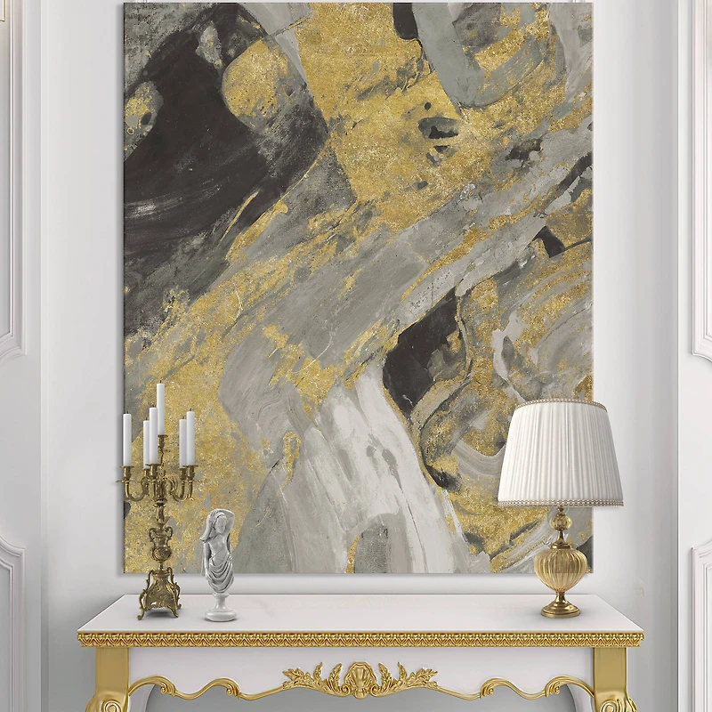 Designart - Marble Gold and Black
