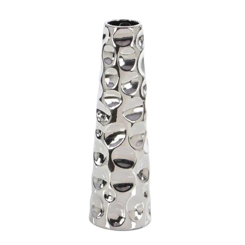 Silver Ceramic Glam Vase, 20" x 6" x 6"