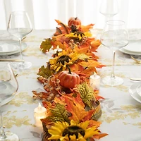 Glitzhome® 6ft. Fall Maple Leaf & Sunflower Garland