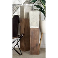 35" Brown Mango Wood Contemporary Candle Holder