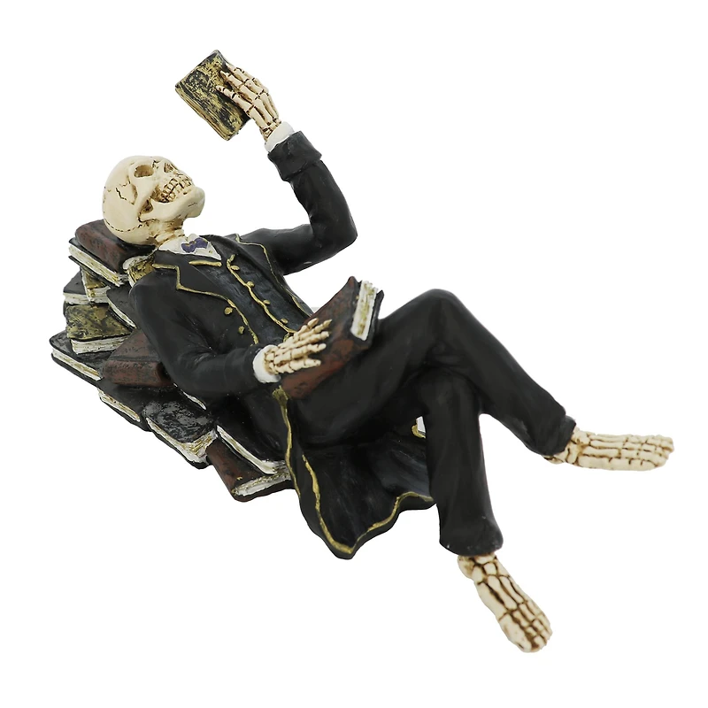 8" Lying Skeleton with Book Tabletop Décor by Ashland®