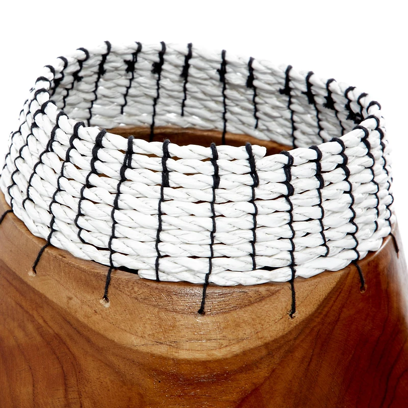 The Novogratz Set of 2" White Teak Wood Natural Decorative Bowls 9", 9"