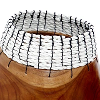 The Novogratz Set of 2" White Teak Wood Natural Decorative Bowls 9", 9"