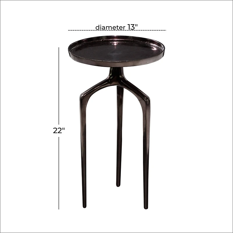 22" Black Aluminum Contemporary Accent Table
