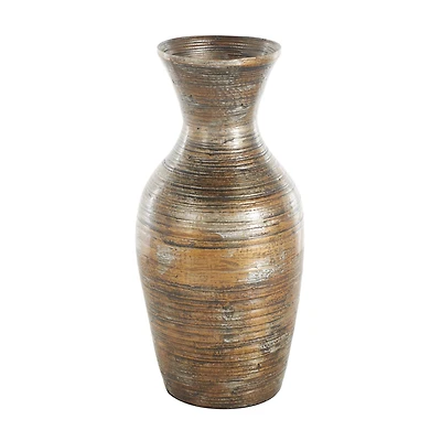 Brown Bamboo Wood Antique Inspired Vase