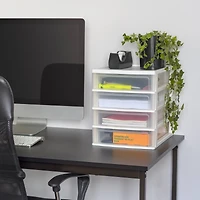 IRIS White 4-Drawer Desktop Plastic Drawer Organizer