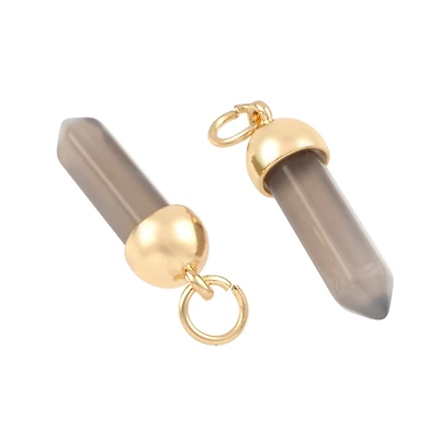 Gray Dyed Agate Prism Pendants, 2ct. by Bead Landing™