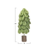 Hello Honey® 12" Light Green Wool Tree with Gold Cord & Wood Base