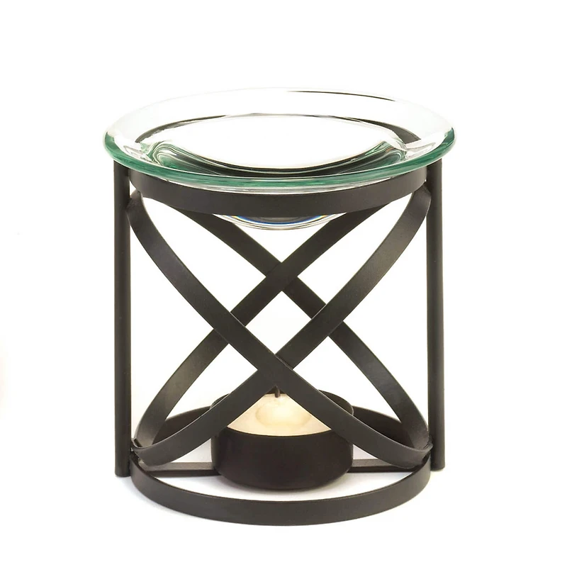 3.5" Modern Orbital Metal & Glass Tea Candle Oil Warmer