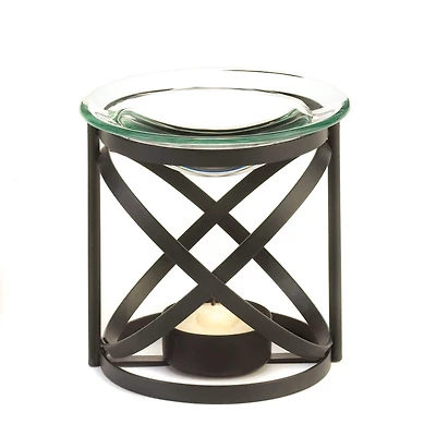 3.5" Modern Orbital Metal & Glass Tea Candle Oil Warmer