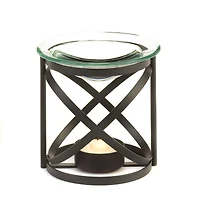 3.5" Modern Orbital Metal & Glass Tea Candle Oil Warmer