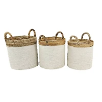 White Seagrass Coastal Storage Basket Set