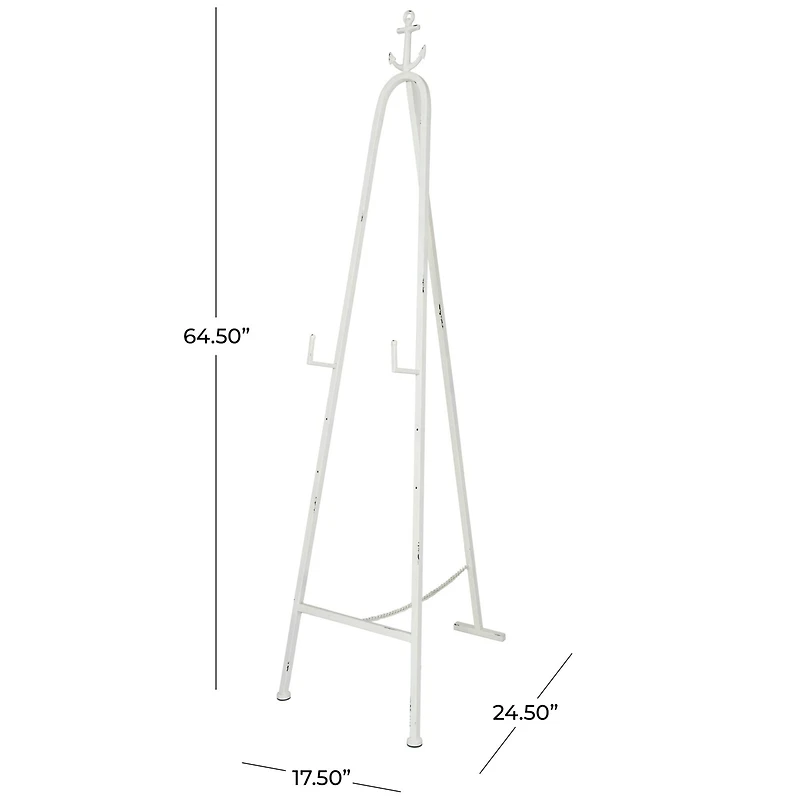 5.5ft. 3-Tier Adjustable White Metal Anchor Easel with Foldable Stand and Chain Support