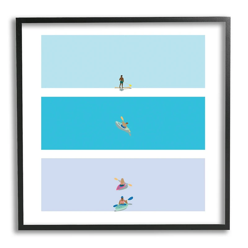Stupell Industries Modern Paddle Boarding and Kayaks Athletes Summer Sports in Frame Wall Art