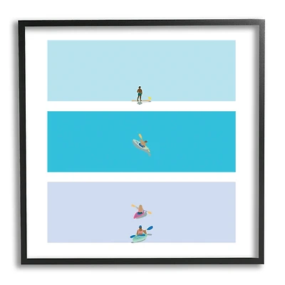 Stupell Industries Modern Paddle Boarding and Kayaks Athletes Summer Sports in Frame Wall Art