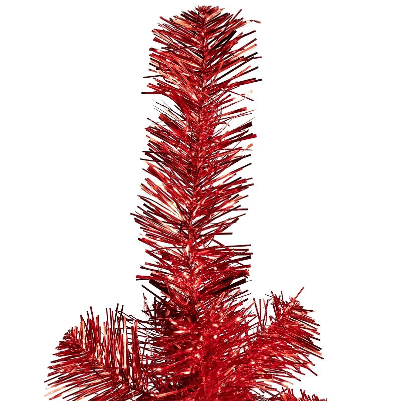 6ft. Unlit Red Artificial Tinsel Christmas Tree