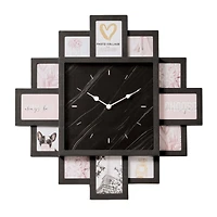 American Art Decor Picture Frame Collage Clock 12 Photo Display Slots Black, 20" x 20"