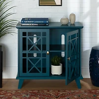 Walker Edison 32" Blue Fretwork Accent Storage Cabinet
