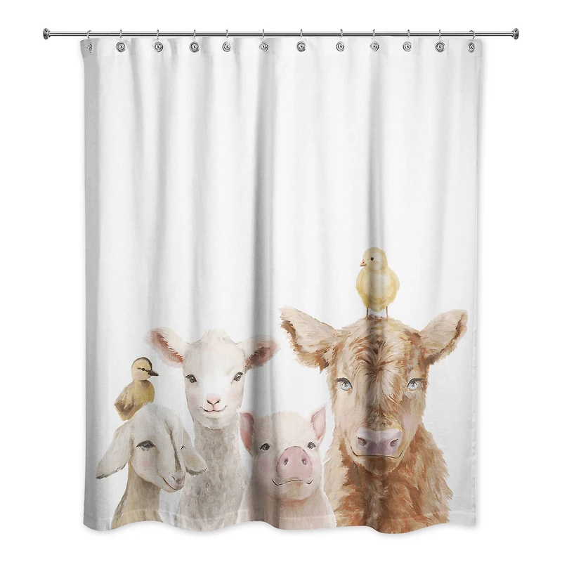 Baby Farm Animals on Slate 71" x 74" Shower Curtain