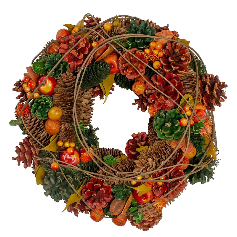 13" Pinecone & Fruit Fall Wreath