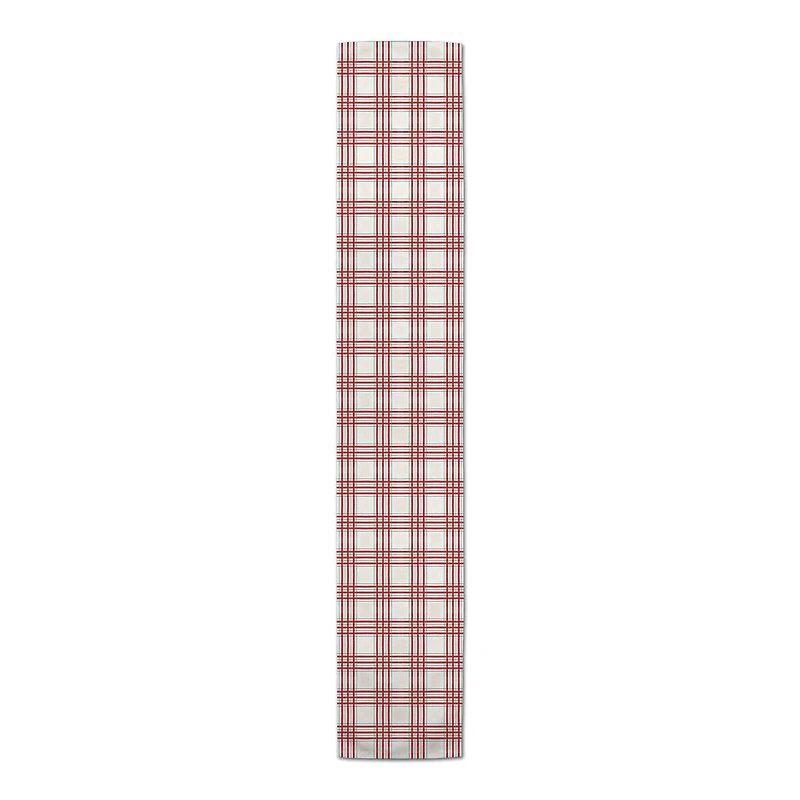 90" Painted Christmas Plaid Poly Twill Table Runner