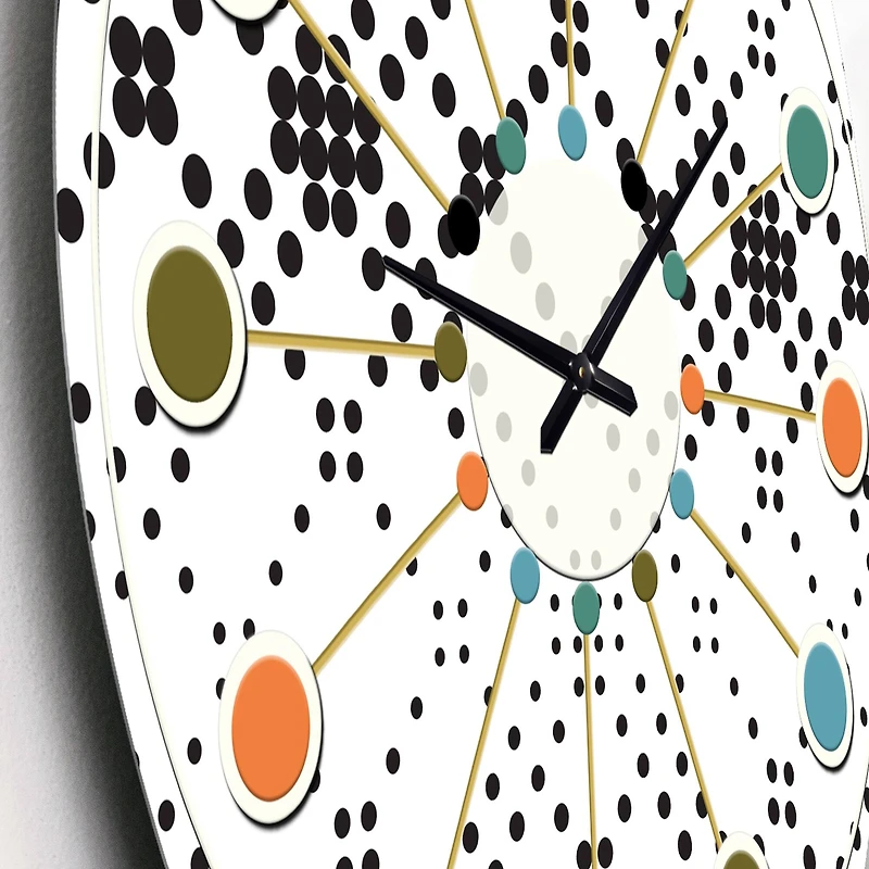 Designart 'Retro Geometrical Abstract Minimal Pattern Ix Mid-Century Modern Wall Clock