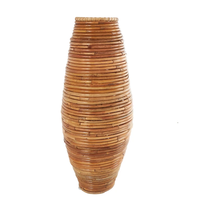 28" Brown Rattan Handmade Wrapped Vase