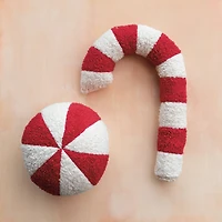 Hello Honey® 10" Red & White Peppermint Candy Sherpa Orb Throw Pillow