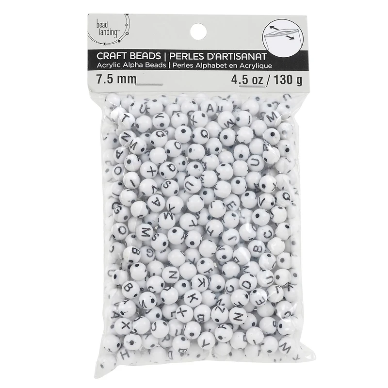 Alphabet Acrylic Round Craft Beads by Bead Landing™, 7.5mm