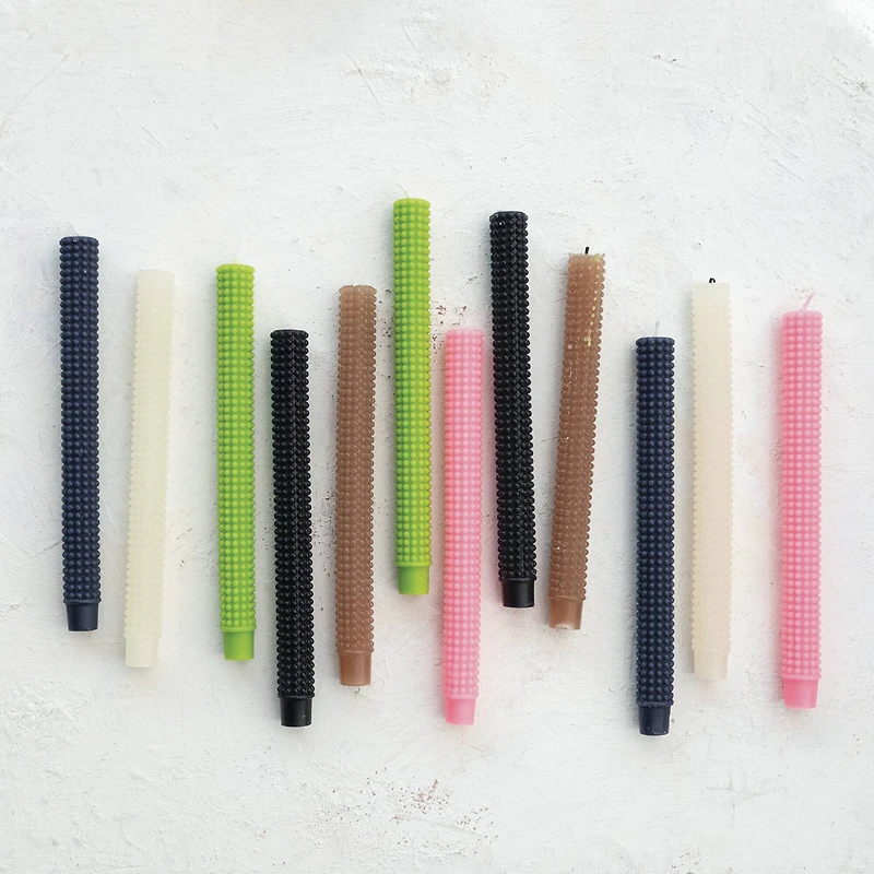 Hello Honey® 10" Green Unscented Hobnail Taper Candles, 2ct.