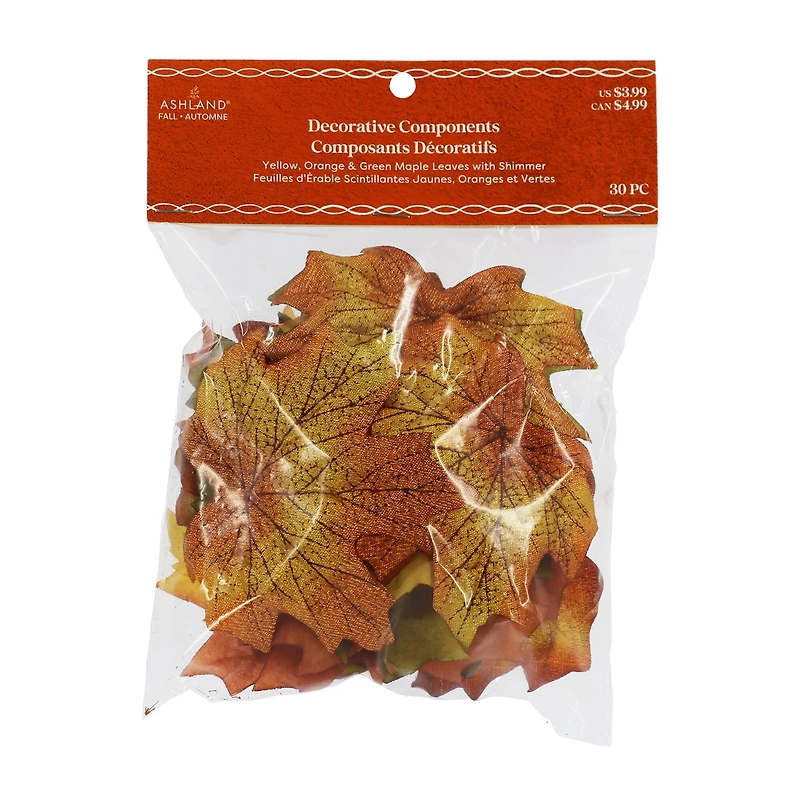 Yellow, Orange & Green Maple Leaves with Shimmer, 30ct. by Ashland®