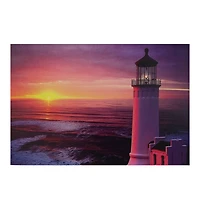 LED Sunset Lighthouse Scene Canvas Wall Art
