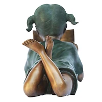 Design Toscano 17" Bookworm Girl Garden Reader Bronze Statue