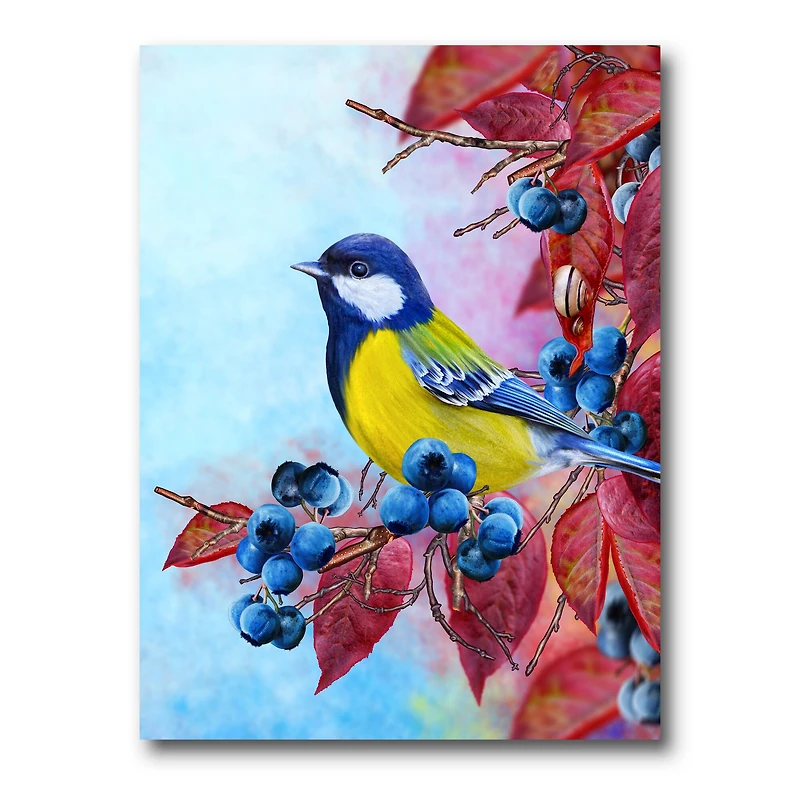 Designart - Bright Bird Bullfinch Sitting On A Branch II