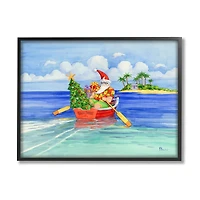 Stupell Industries Santa's Delivery Tropical Christmas Boat Framed Giclee Art