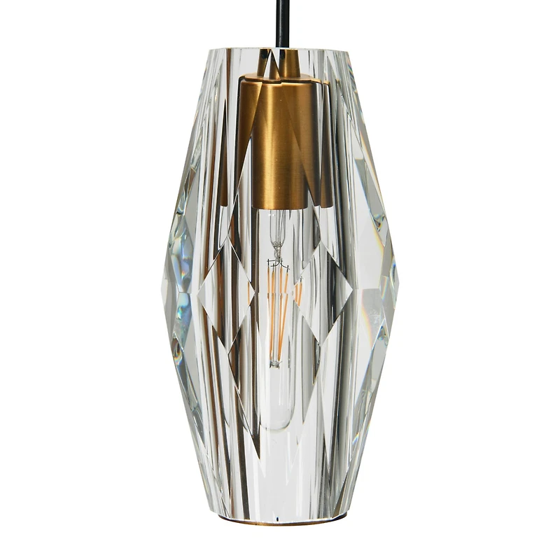 Hello Honey® Robert Stevenson Lighting Celia Brushed Bronze Faceted Crystal & Metal Ceiling Light