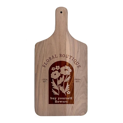 17" Floral Mod Sign Walnut Paddle Cutting Board