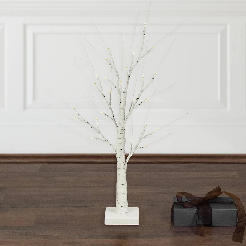 24" LED White Birch Twig Tree Decoration