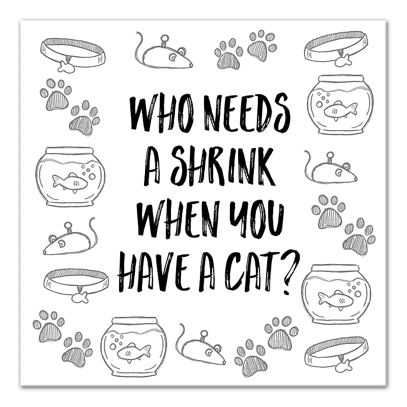 Who Needs A Shrink Cat Canvas Wall Art