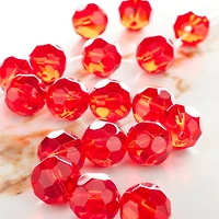 Ruby Faceted Glass Round Beads, 14mm by Bead Landing™