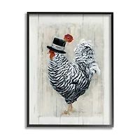 Stupell Industries Traditional Farm Chicken in Black Hat Chic Bird Framed Wall Art