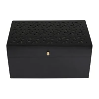 Novogratz Black Wood Intricate Carved Box with Hinged Lid Set