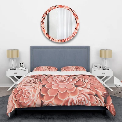 Designart 'Coral Toned Succulent' Mid-Century Duvet Cover Set
