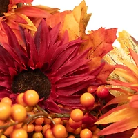 24" Leaves & Flowers Fall Harvest Wreath