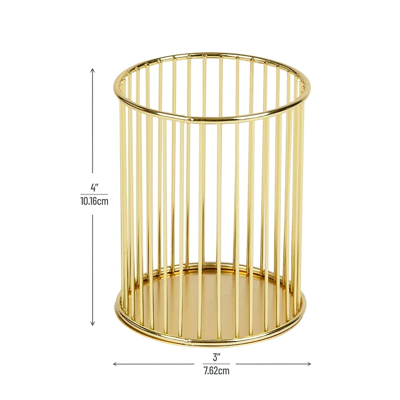 Mind Reader Pen and Accessories Holder, Desktop Organizer, Office, Metal , Set of 3, Gold