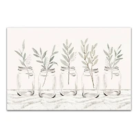 Greenery In Mason Jars 30" x 20" Canvas Wall Art