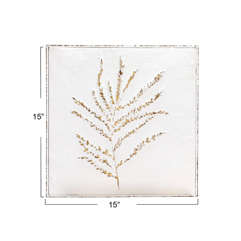 Hello Honey® White Botanical Square Embossed Metal Wall Décor