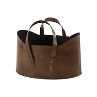 Brown Leather Vintage Magazine Holder Set